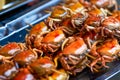 Beachside street food, fried small crabs and fried sea fish Royalty Free Stock Photo