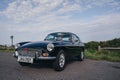 Beachy Head, East Sussex / UK - 2020.08.08: Vintage MG roadster black parked on the top of the cliff parking