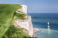 Beachy Head Lighthouse with chalk cliffs near the Eastbourne, East Sussex, England Royalty Free Stock Photo