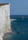 Beachy Head lighthouse and cliff edge Royalty Free Stock Photo