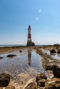 Beachy Head Lighthouse with reflection , at low tide Royalty Free Stock Photo