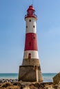 Beachy Head Lighthouse on the Sussex coast, taken from the beach at low tide Royalty Free Stock Photo