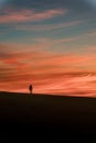 Beachy Head moon and sunset silhouette, United Kingdom