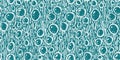 Turquoise water bubbles circle dot seamless texture border pattern. Beachy teal circles in organic droplet background Royalty Free Stock Photo