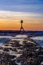 Beacon on Bridlington south beach Royalty Free Stock Photo