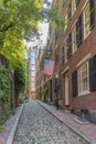Beacon Hill neighborhood with old cobble stones, downtown Boston Royalty Free Stock Photo