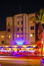 Beacon Hotel Miami Beach at night Royalty Free Stock Photo