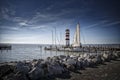 Beacon in Neusiedlersee at Sunset Royalty Free Stock Photo