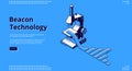 Beacon technology isometric banner with microscope Royalty Free Stock Photo