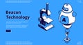 Beacon technology isometric banner with robot Royalty Free Stock Photo