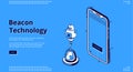 Beacon wireless technology isometric web banner Royalty Free Stock Photo