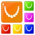 Bead icons set vector color