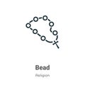 Bead outline vector icon. Thin line black bead icon, flat vector simple element illustration from editable religion concept Royalty Free Stock Photo