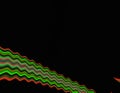 Colorful bead of parallel, wavy lines on a black background