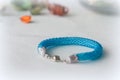 Beaded crochet bracelet made of beads turquoise color