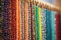 beaded curtain strands hanging from a door frame