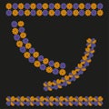 Beaded curve icon. Dotted chain sweep. Dynamic Vector arc. Purple orange trail. Royalty Free Stock Photo