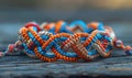 A beaded friendship bracelet with intricate knotting patterns Royalty Free Stock Photo