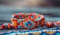 A beaded friendship bracelet with intricate knotting patterns Royalty Free Stock Photo