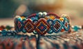 A beaded friendship bracelet with intricate knotting patterns Royalty Free Stock Photo