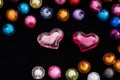 Beads, colorful beads on a black background,