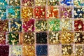 Beads of glass in boxes Royalty Free Stock Photo