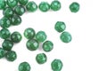 Beads made of natural green agate on a white background are isolated Royalty Free Stock Photo