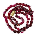 beads of natural Bohemian pyrope garnets close up