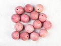 Beads from natural pink rhodonite gemstone