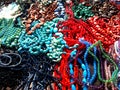 Beads and necklaces shining in the sun. Royalty Free Stock Photo