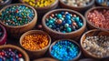 beads for needlework. Selective focus. Royalty Free Stock Photo