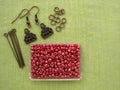 Beads and pieces for making earrings, handmade jewelry Royalty Free Stock Photo