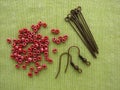 Beads and pieces for making earrings, handmade jewelry Royalty Free Stock Photo