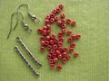 Beads and pieces for making earrings, handmade jewelry Royalty Free Stock Photo