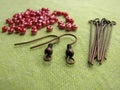 Beads and pieces for making earrings, handmade jewelry Royalty Free Stock Photo