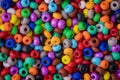 Beads texture background. Colorful round small beads, full frame shot