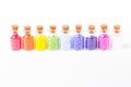 Colorful beads in the bottles Royalty Free Stock Photo