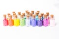 Colorful beads in the bottles Royalty Free Stock Photo