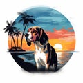 Beagle On The Beach: Pop Art Illustration With A Tropical Twist