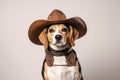 Beagle Dog Dressed As A Cowboy On White Background