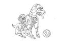 Beagle dog steampunk style, Mechanical animal Coloring book for adult jpg illustration.