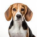 Intense Beagle Portrait With Big Ears In Isolation Royalty Free Stock Photo