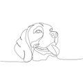 Beagle, hound hunting dog, companion dog, English dog breed one line art. Continuous line drawing of friend, dog, doggy