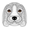 Beagle puppy line art for coloring book for adult, t-shirt design, tattoo and so on