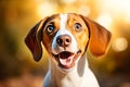A Beagle puppy with opened mouth and surprised eyes Royalty Free Stock Photo