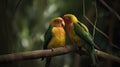 Beak to Beak: Lovebird Connection. Generative AI
