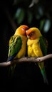 Beak-to-Beak: Tender Lovebird Moment. Generative AI