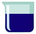 Beaker filled with blue chemical on isolated background