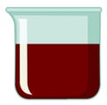 Beaker filled with red chemical