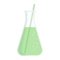 Beaker lab glassware with green solution, isolated Royalty Free Stock Photo